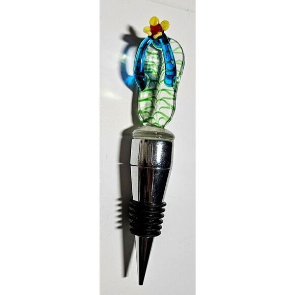 Flip Flop Beach Tiki LED Light Up Color Changing Glass Wine Stopper NEW IN BOX - Picture 2 of 3